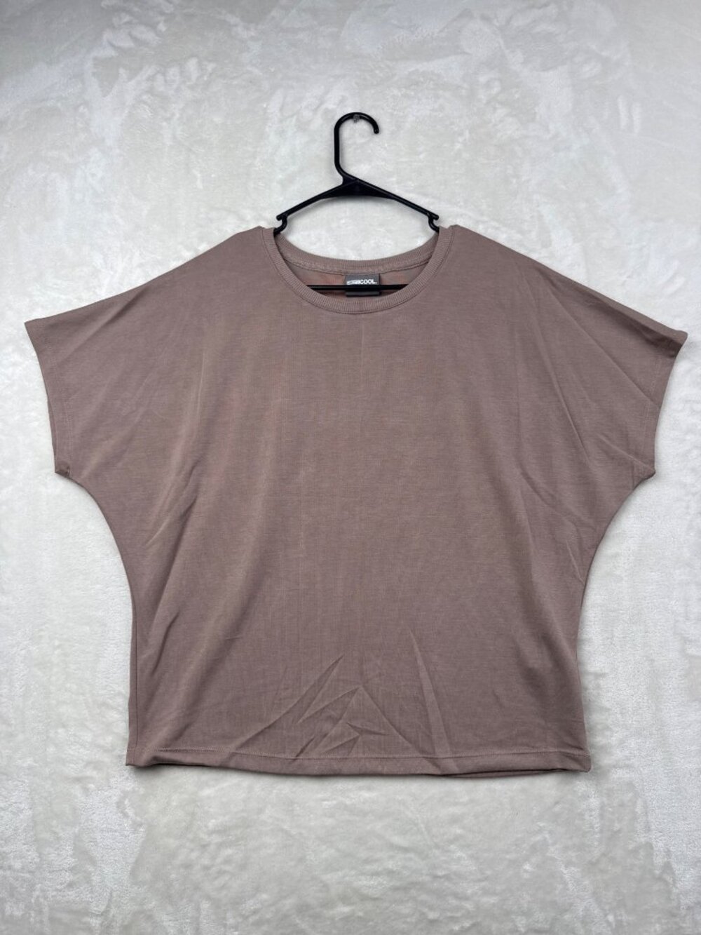 32 Degrees Cool Womens Taupe Relaxed Fit Short Sleeve Top M